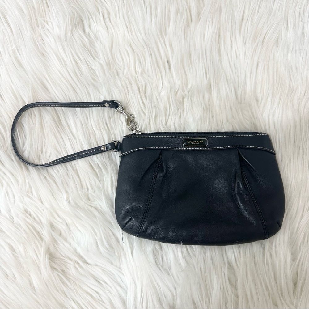 COACH Y2K Black Pleated Leather Wristlet